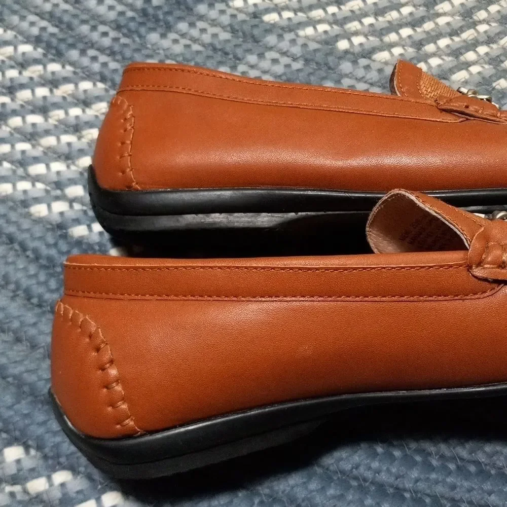 Stacy Adams CYGNET MOC TOE BIT Tan leather mens 10 dress shoe loafer hand stitch - Picture 8 of 16